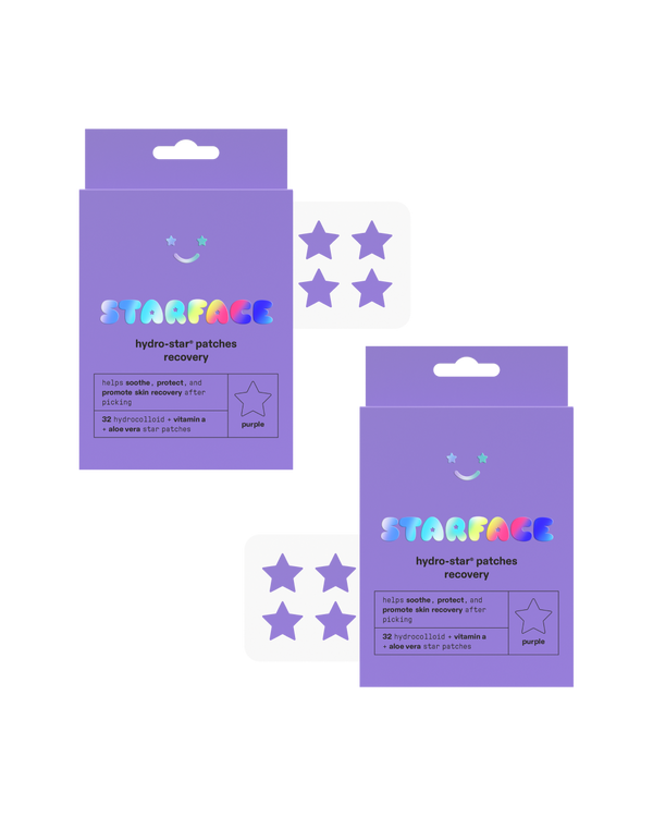 Starface Double Recovery Bundle of two Hydro-Star® Recovery packs. Purple patches for freshly picked skin.