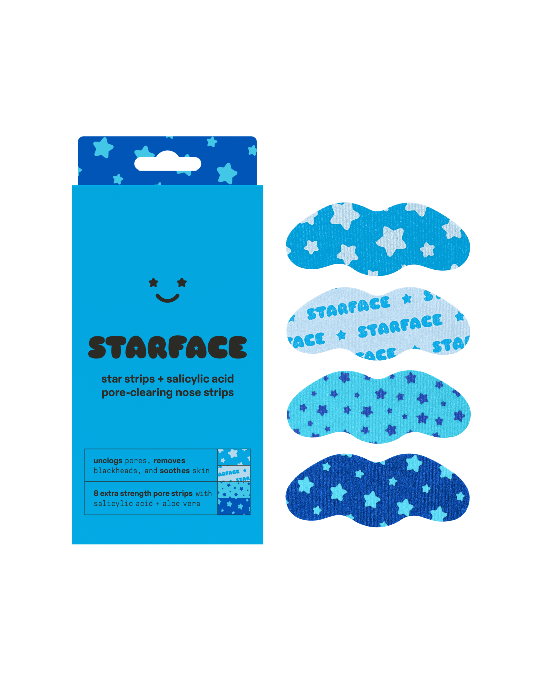 Starface Star Strips™ + Salicylic Acid pore-clearing nose strips. Extra-strength strips that remove blackheads.